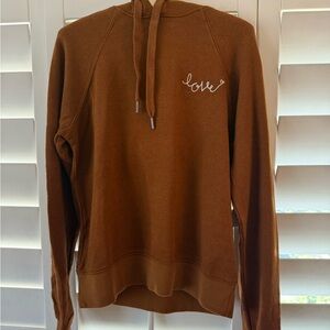 Spiritual Gangster Women’s Brown Cotton Hoodie Size XS Small Love Embroidery NWT